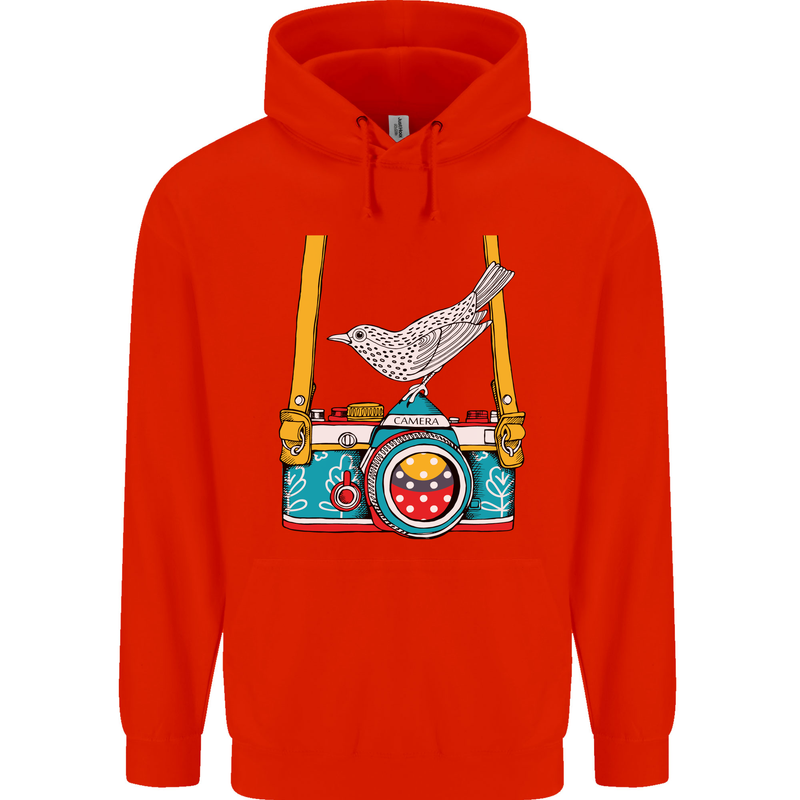 Camera With a Bird Photographer Photography Mens 80% Cotton Hoodie Bright Red