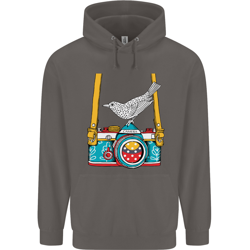 Camera With a Bird Photographer Photography Mens 80% Cotton Hoodie Charcoal