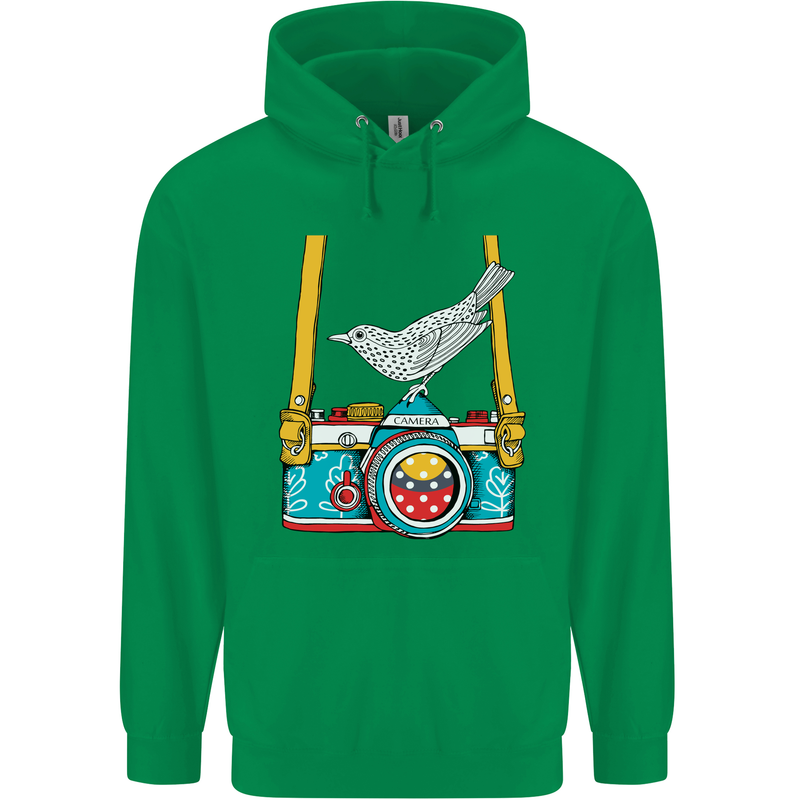 Camera With a Bird Photographer Photography Mens 80% Cotton Hoodie Irish Green