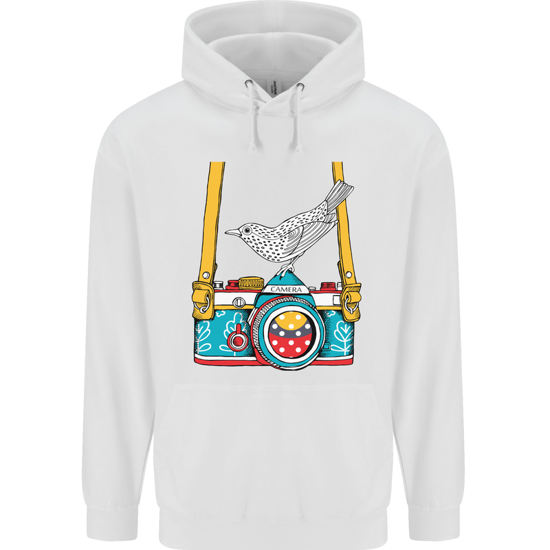 Camera With a Bird Photographer Photography Mens 80% Cotton Hoodie White