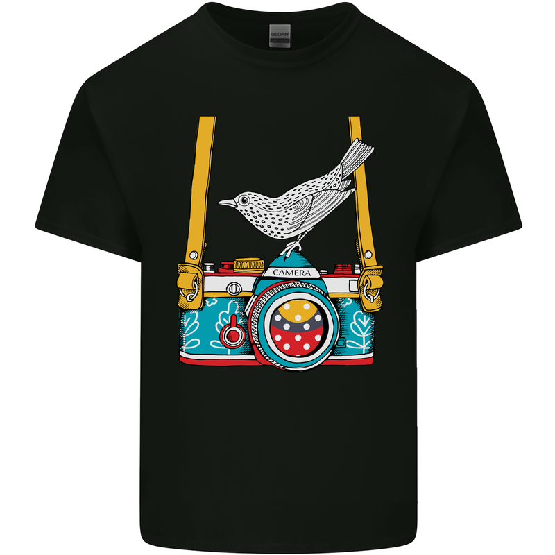 Camera With a Bird Photographer Photography Mens Cotton T-Shirt Tee Top Black
