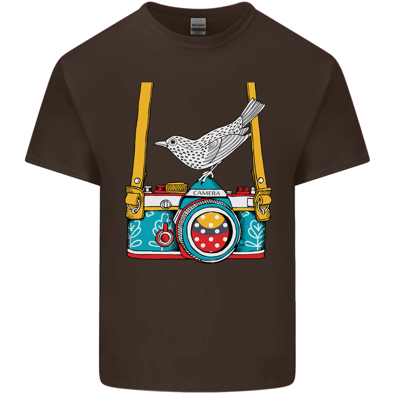 Camera With a Bird Photographer Photography Mens Cotton T-Shirt Tee Top Dark Chocolate