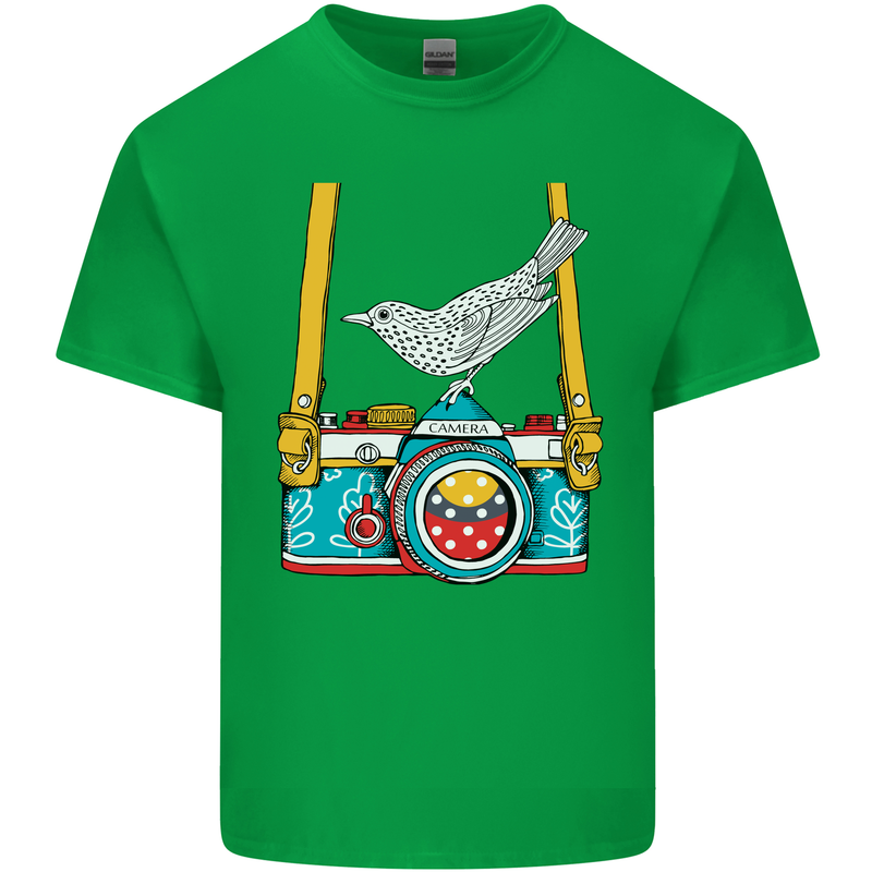 Camera With a Bird Photographer Photography Mens Cotton T-Shirt Tee Top Irish Green