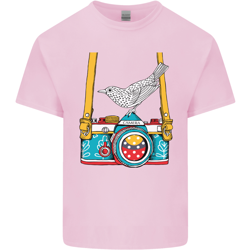 Camera With a Bird Photographer Photography Mens Cotton T-Shirt Tee Top Light Pink