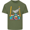 Camera With a Bird Photographer Photography Mens Cotton T-Shirt Tee Top Military Green