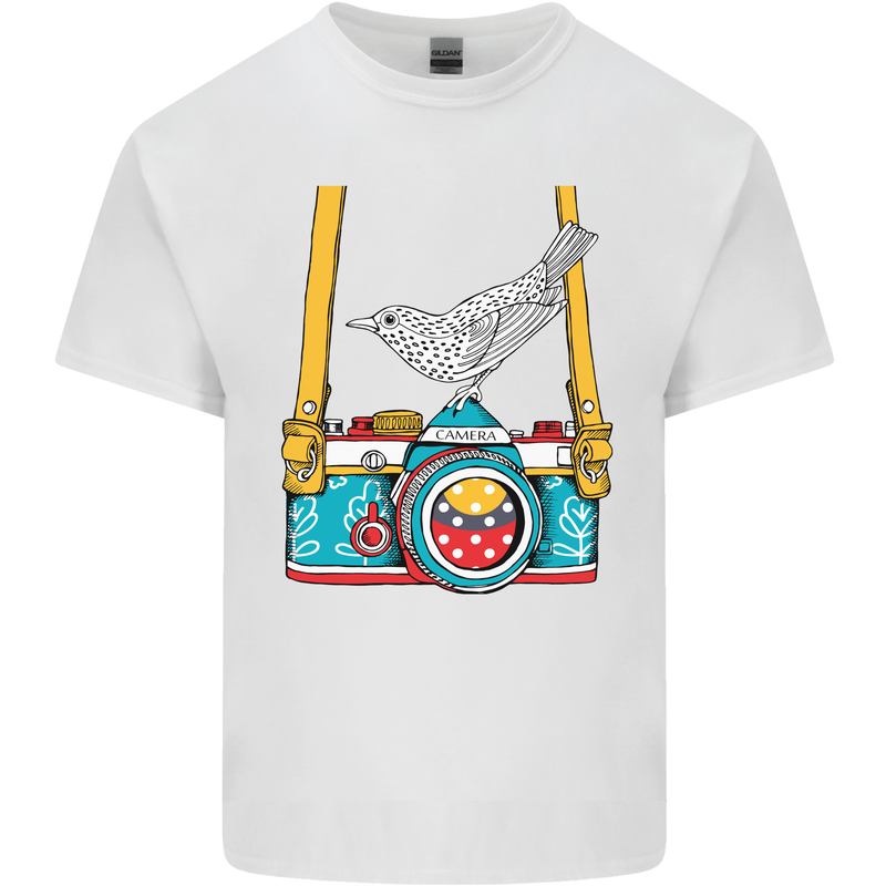 Camera With a Bird Photographer Photography Mens Cotton T-Shirt Tee Top White