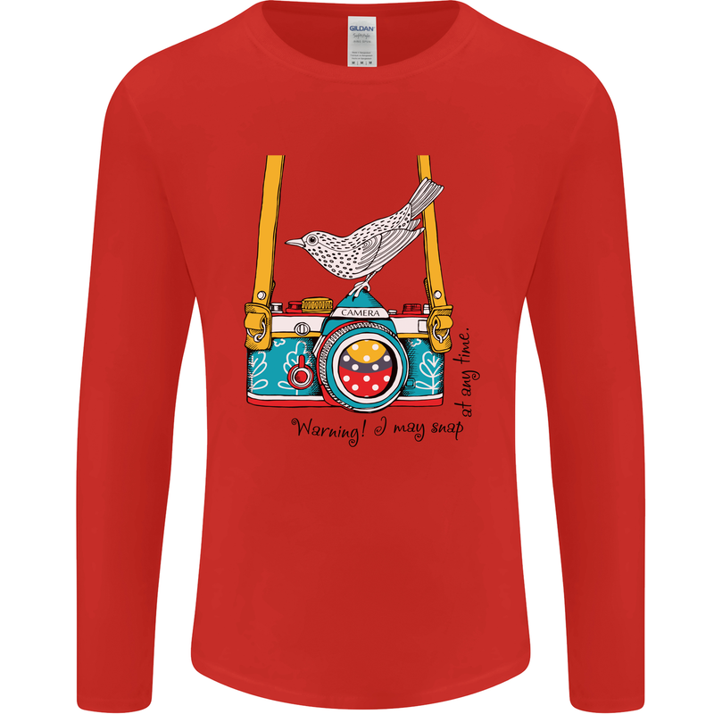 Camera With a Bird Photographer Photography Mens Long Sleeve T-Shirt Red