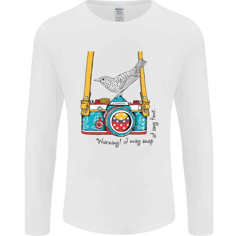 Camera With a Bird Photographer Photography Mens Long Sleeve T-Shirt White