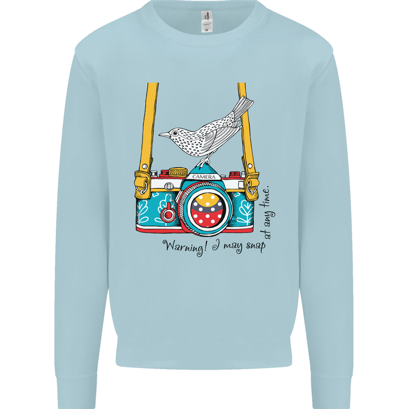 Camera With a Bird Photographer Photography Mens Sweatshirt Jumper Light Blue