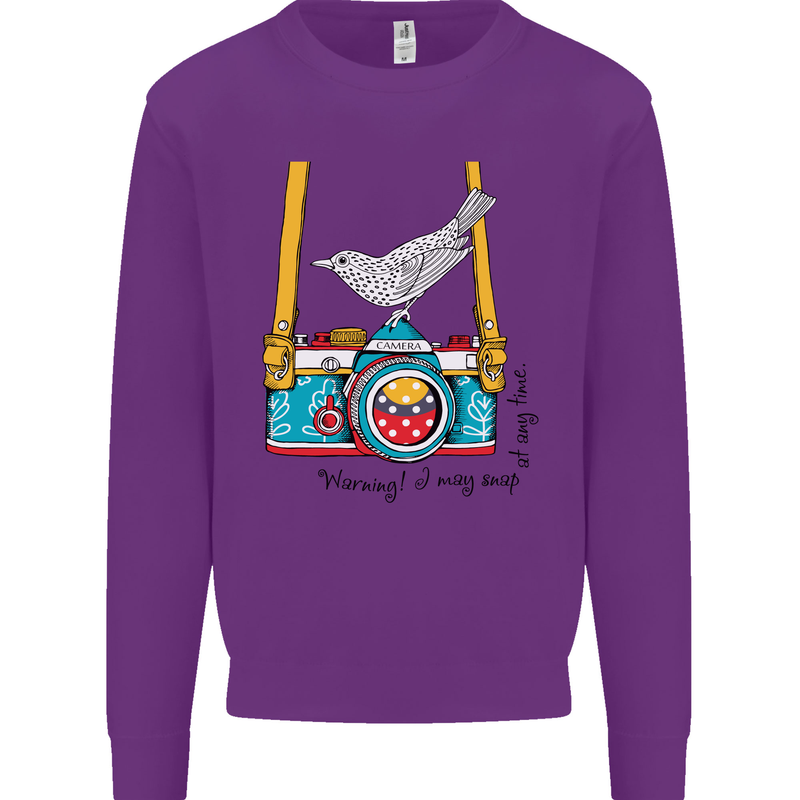 Camera With a Bird Photographer Photography Mens Sweatshirt Jumper Purple