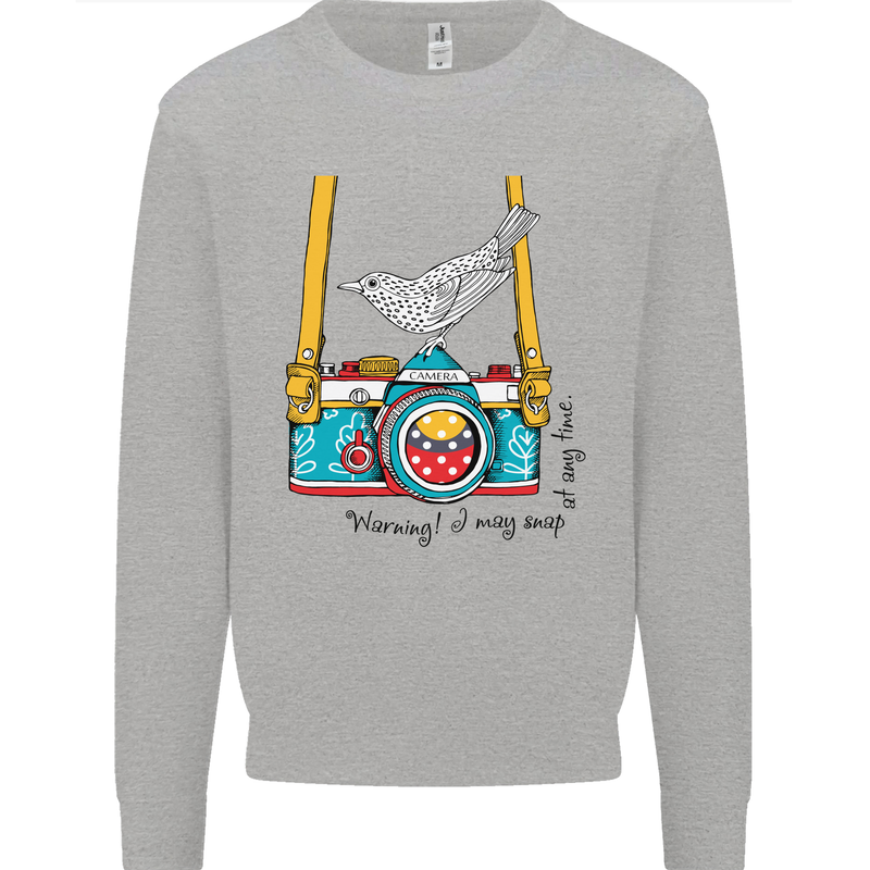 Camera With a Bird Photographer Photography Mens Sweatshirt Jumper Sports Grey