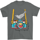 Camera With a Bird Photographer Photography Mens T-Shirt Cotton Gildan Charcoal