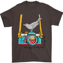 Camera With a Bird Photographer Photography Mens T-Shirt Cotton Gildan Dark Chocolate
