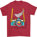 Camera With a Bird Photographer Photography Mens T-Shirt Cotton Gildan Red
