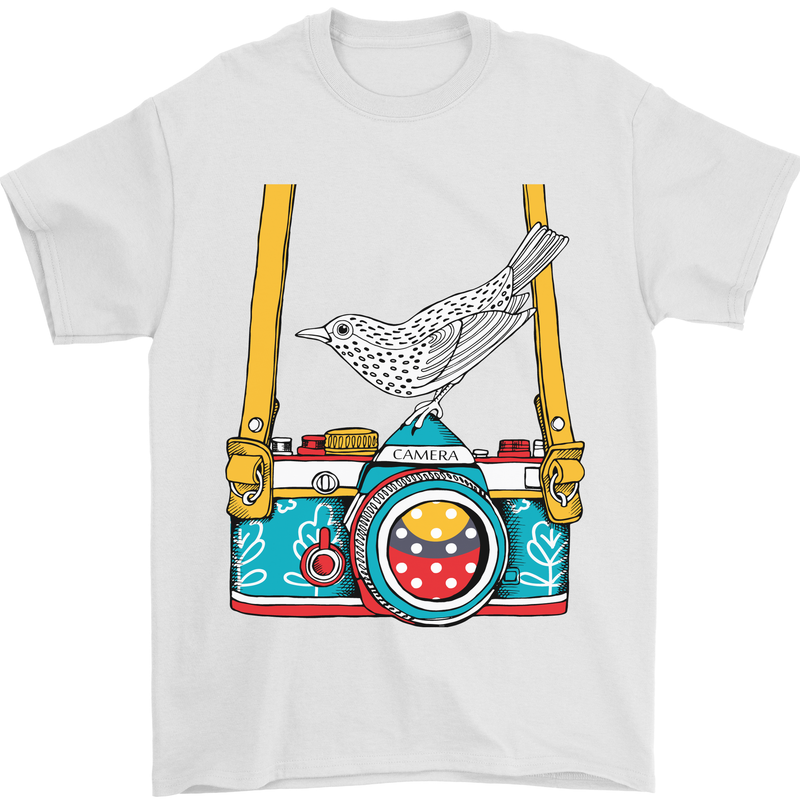 Camera With a Bird Photographer Photography Mens T-Shirt Cotton Gildan White