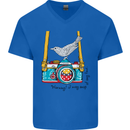 Camera With a Bird Photographer Photography Mens V-Neck Cotton T-Shirt Royal Blue