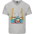 Camera With a Bird Photographer Photography Mens V-Neck Cotton T-Shirt Sports Grey