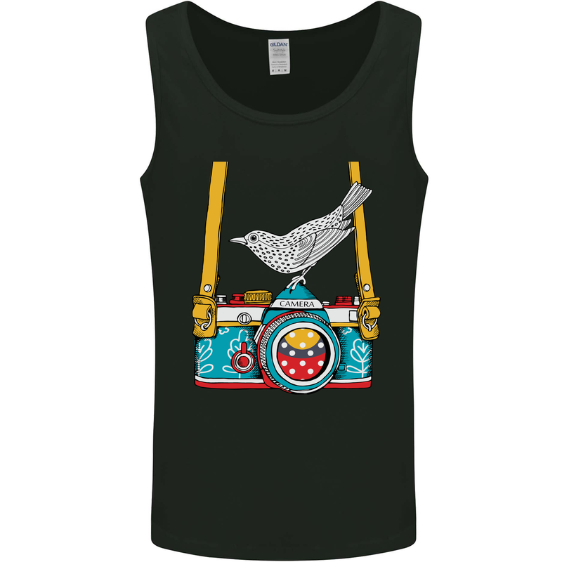 Camera With a Bird Photographer Photography Mens Vest Tank Top Black