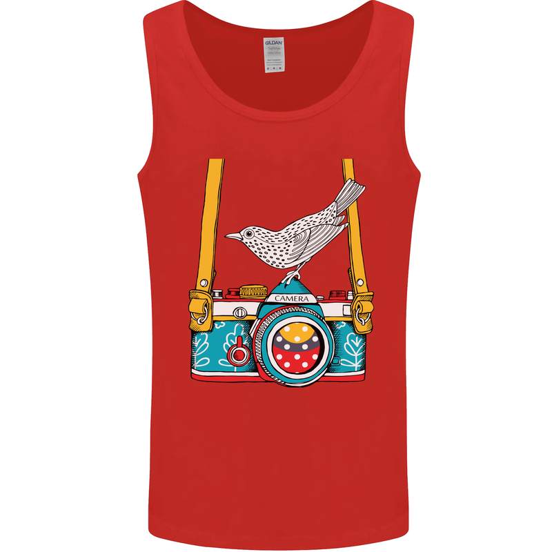 Camera With a Bird Photographer Photography Mens Vest Tank Top Red