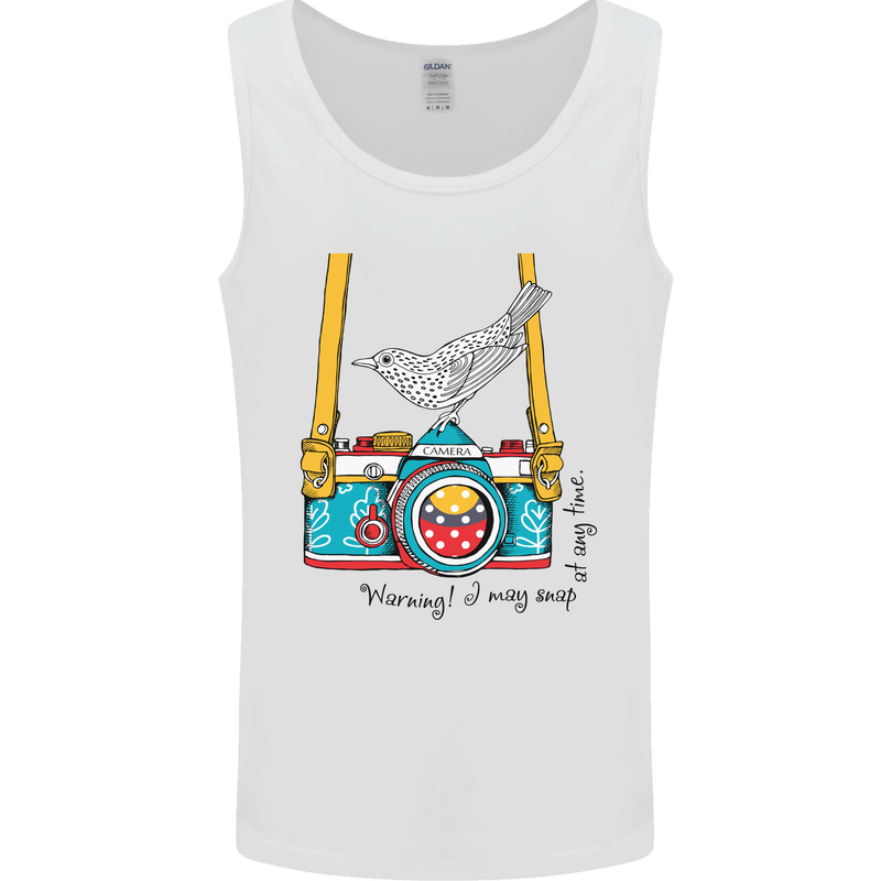 Camera With a Bird Photographer Photography Mens Vest Tank Top White