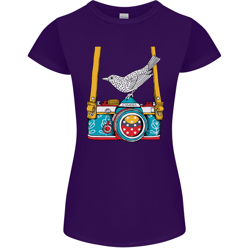 Camera With a Bird Photographer Photography Womens Petite Cut T-Shirt Purple
