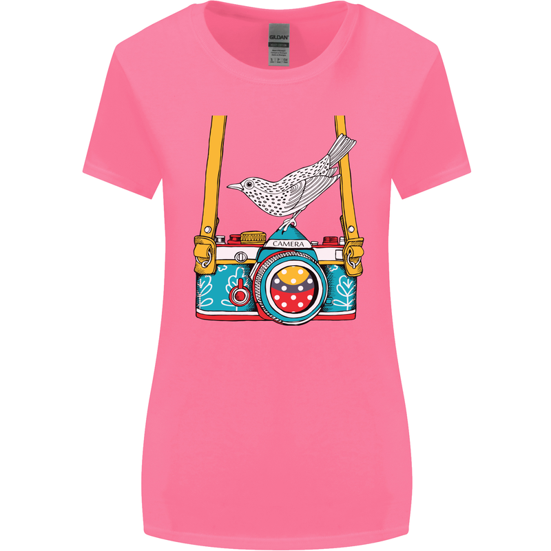 Camera With a Bird Photographer Photography Womens Wider Cut T-Shirt Azalea