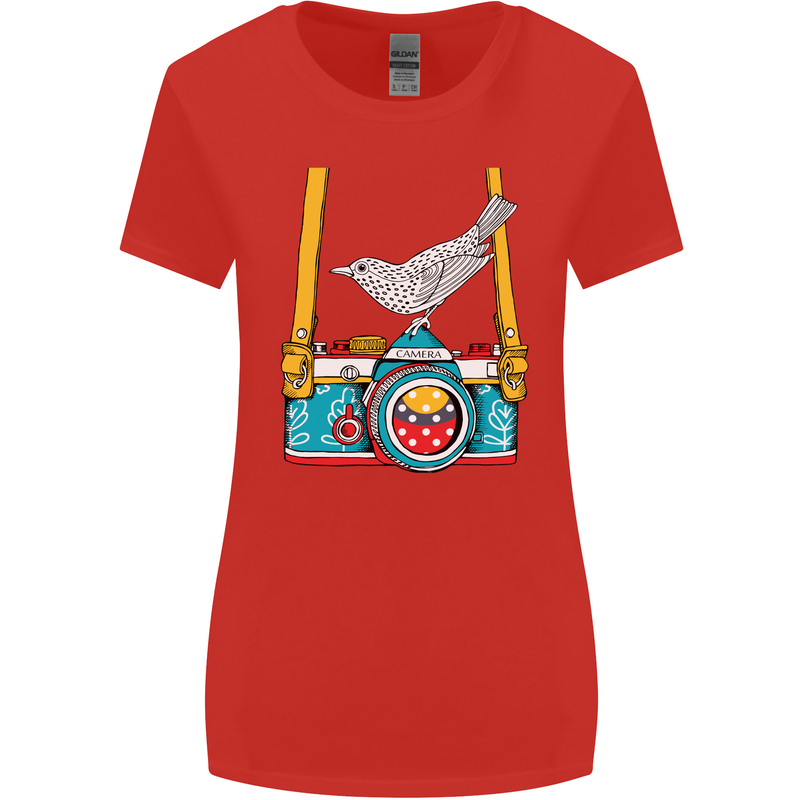 Camera With a Bird Photographer Photography Womens Wider Cut T-Shirt Red