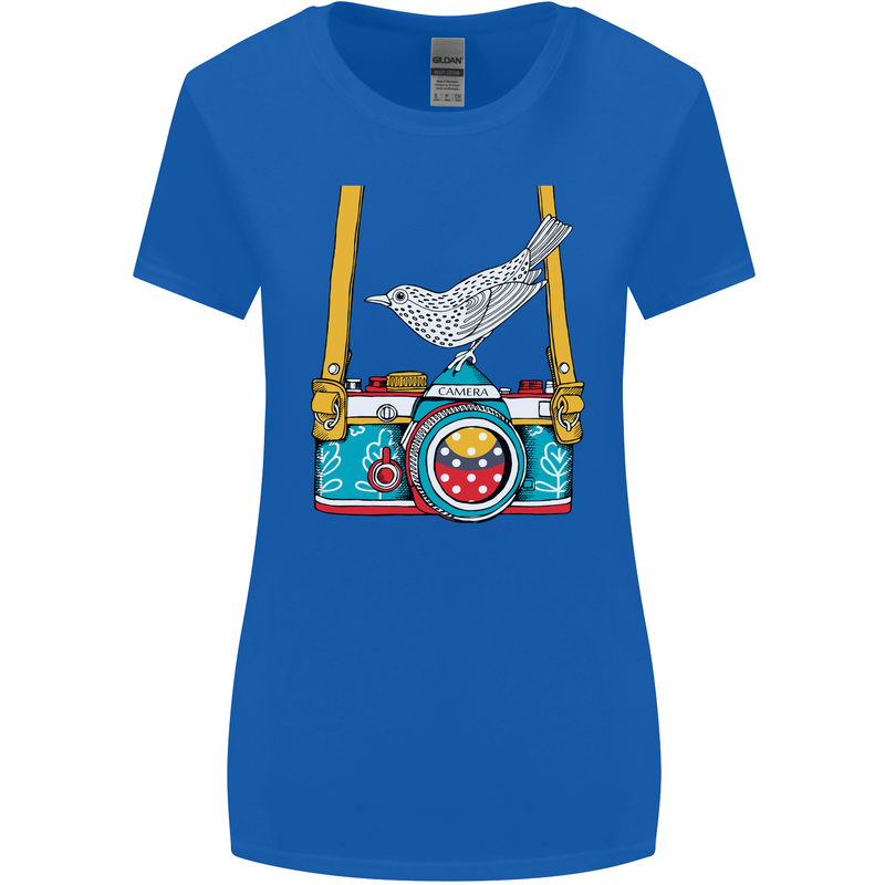 Camera With a Bird Photographer Photography Womens Wider Cut T-Shirt Royal Blue