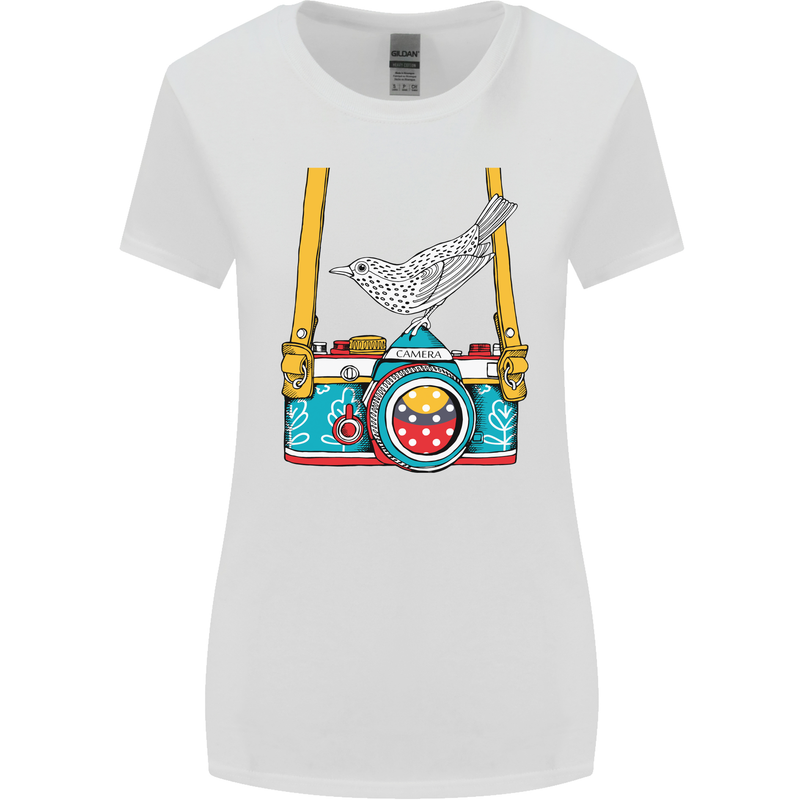 Camera With a Bird Photographer Photography Womens Wider Cut T-Shirt White
