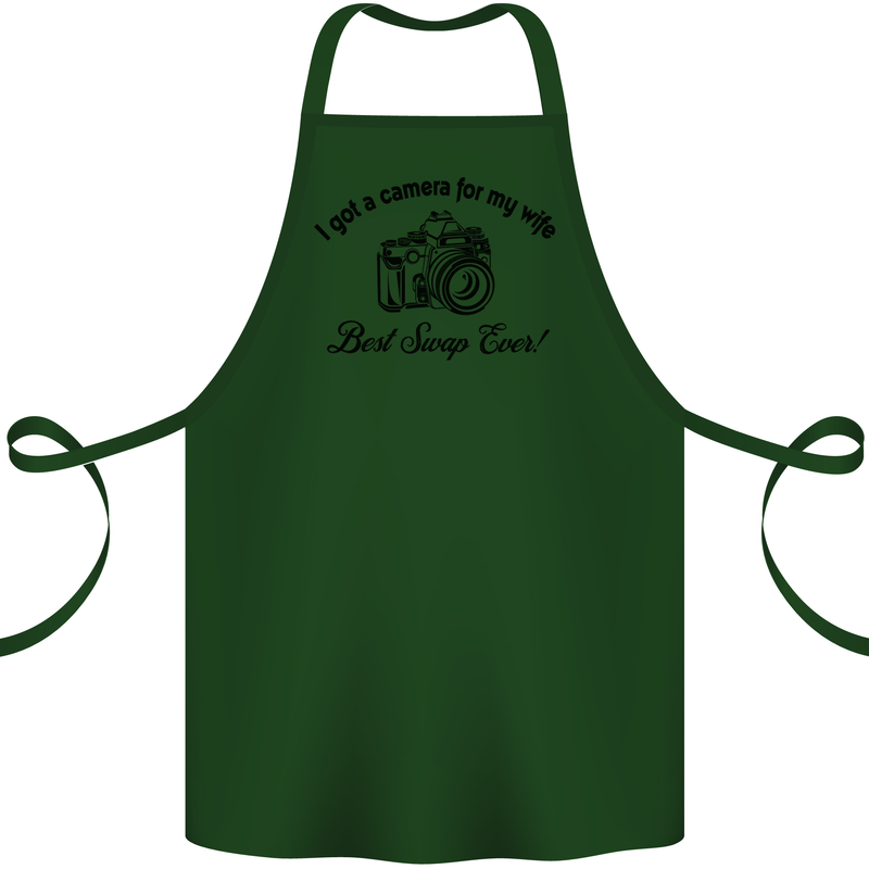 Camera for My Wife Photographer Photography Cotton Apron 100% Organic Forest Green