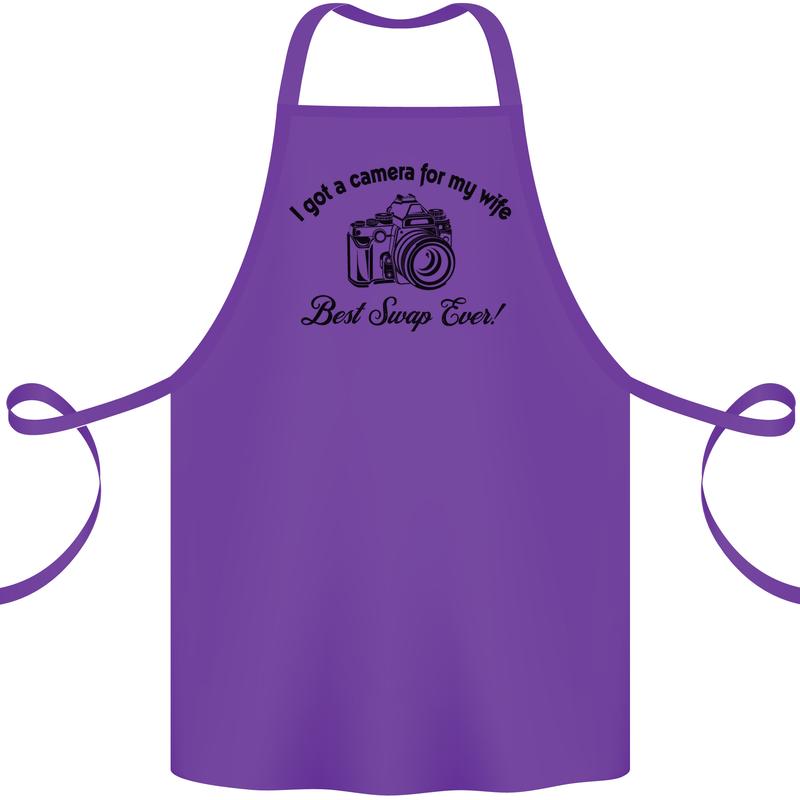 Camera for My Wife Photographer Photography Cotton Apron 100% Organic Purple