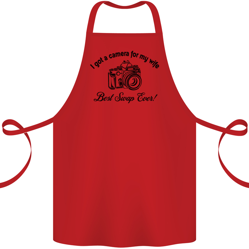 Camera for My Wife Photographer Photography Cotton Apron 100% Organic Red