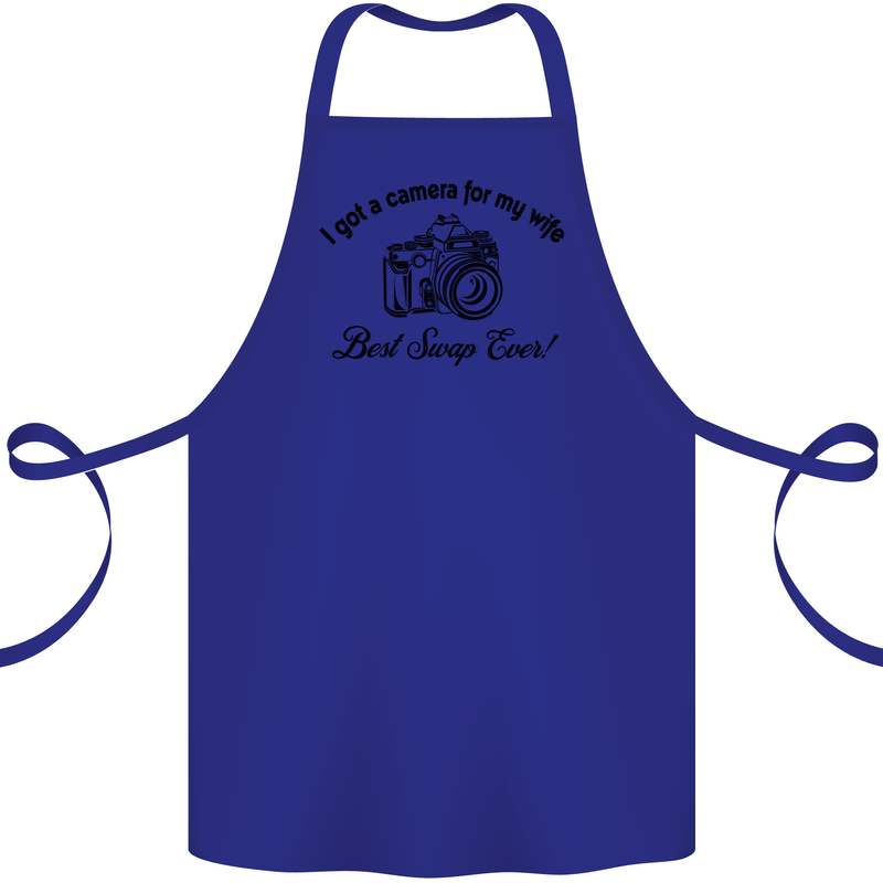 Camera for My Wife Photographer Photography Cotton Apron 100% Organic Royal Blue