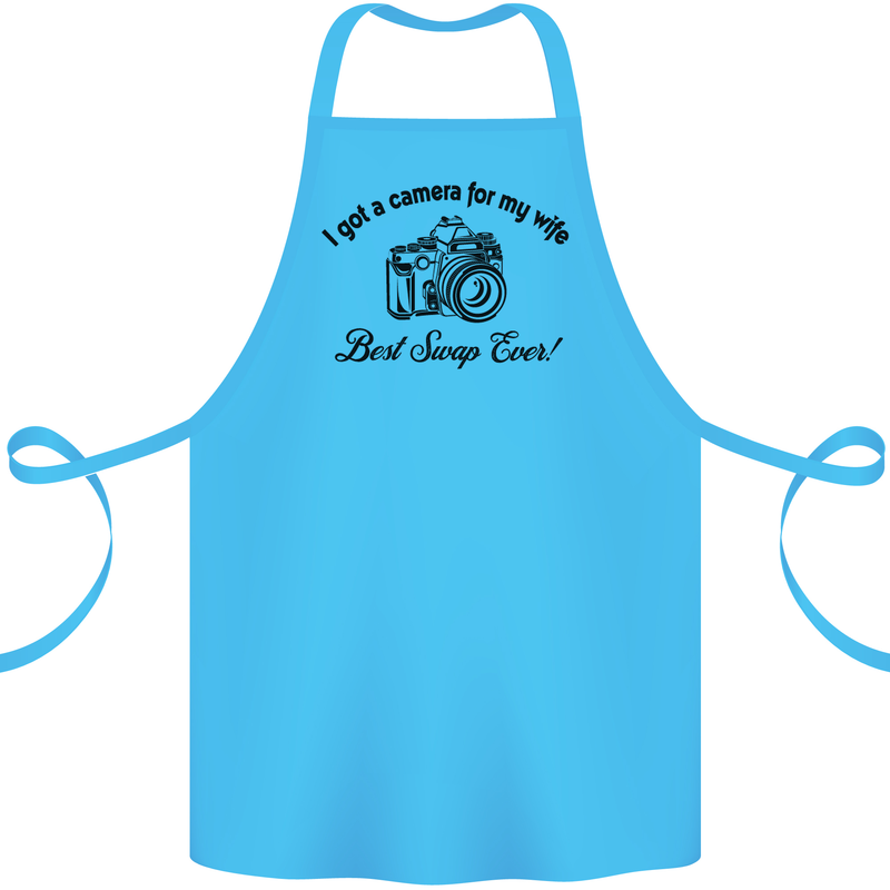 Camera for My Wife Photographer Photography Cotton Apron 100% Organic Turquoise