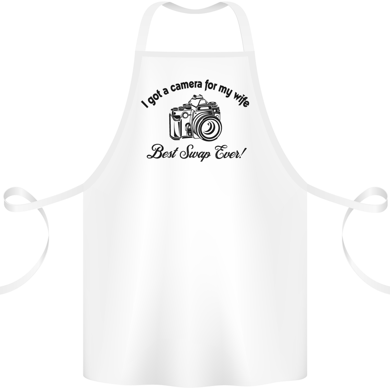 Camera for My Wife Photographer Photography Cotton Apron 100% Organic White