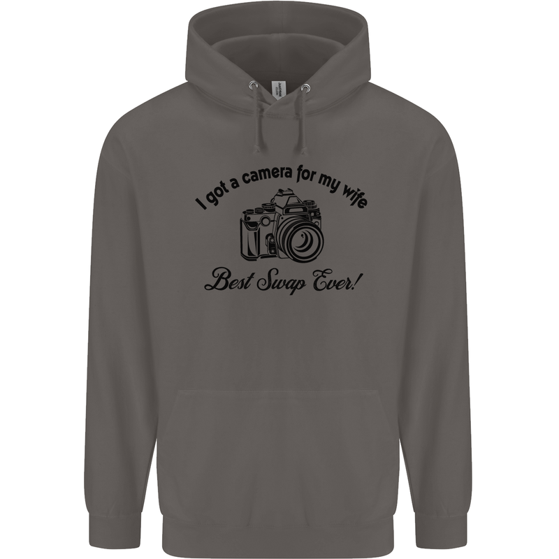Camera for My Wife Photographer Photography Mens 80% Cotton Hoodie Charcoal