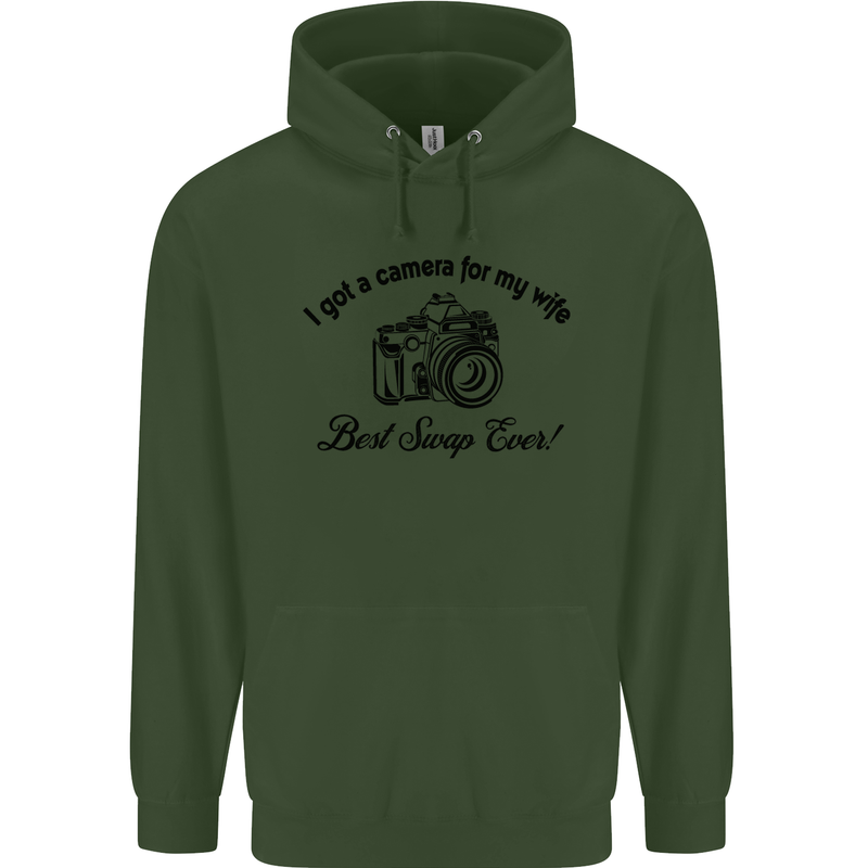 Camera for My Wife Photographer Photography Mens 80% Cotton Hoodie Forest Green