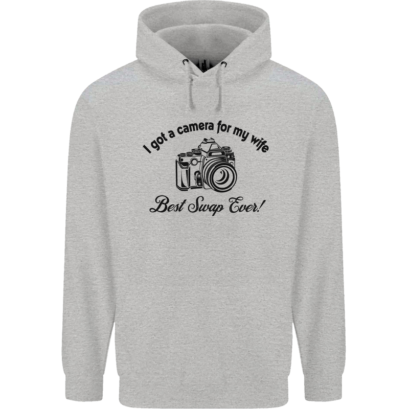 Camera for My Wife Photographer Photography Mens 80% Cotton Hoodie Sports Grey