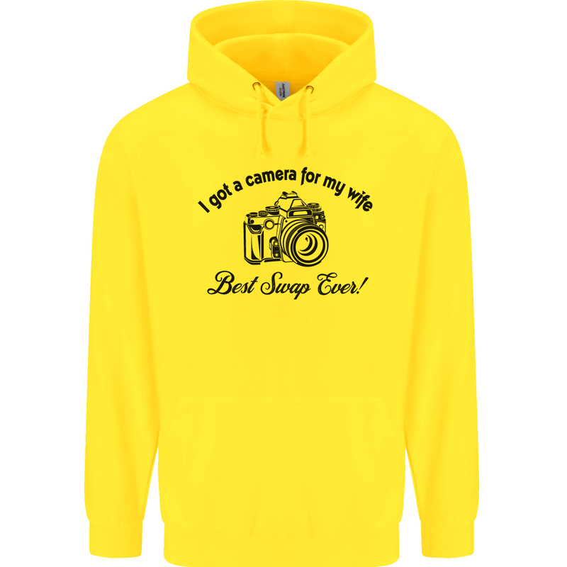Camera for My Wife Photographer Photography Mens 80% Cotton Hoodie Yellow