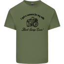 Camera for My Wife Photographer Photography Mens Cotton T-Shirt Tee Top Military Green