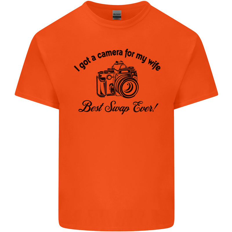 Camera for My Wife Photographer Photography Mens Cotton T-Shirt Tee Top Orange