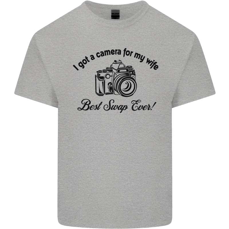 Camera for My Wife Photographer Photography Mens Cotton T-Shirt Tee Top Sports Grey