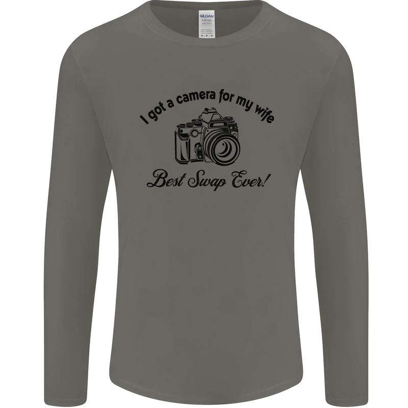 Camera for My Wife Photographer Photography Mens Long Sleeve T-Shirt Charcoal