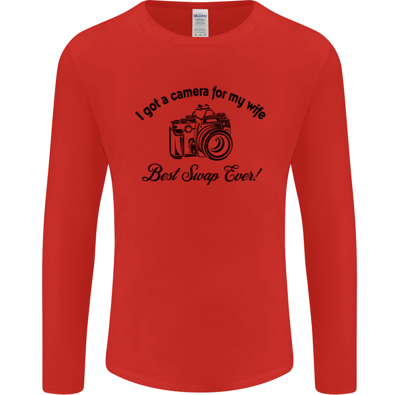 Camera for My Wife Photographer Photography Mens Long Sleeve T-Shirt Red