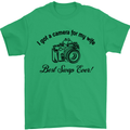 Camera for My Wife Photographer Photography Mens T-Shirt Cotton Gildan Irish Green