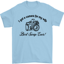 Camera for My Wife Photographer Photography Mens T-Shirt Cotton Gildan Light Blue