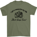 Camera for My Wife Photographer Photography Mens T-Shirt Cotton Gildan Military Green