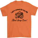 Camera for My Wife Photographer Photography Mens T-Shirt Cotton Gildan Orange