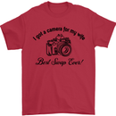 Camera for My Wife Photographer Photography Mens T-Shirt Cotton Gildan Red