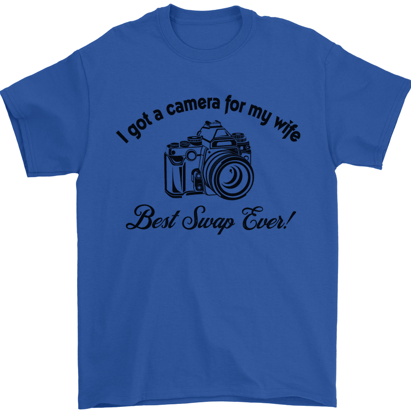 Camera for My Wife Photographer Photography Mens T-Shirt Cotton Gildan Royal Blue